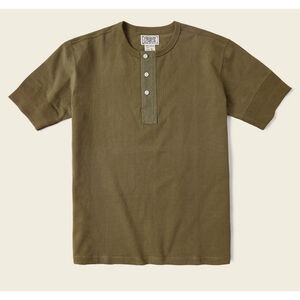 Vintage Short Sleeve Henley T-Shirt Olive Bronson Mfg. L USA SHIP